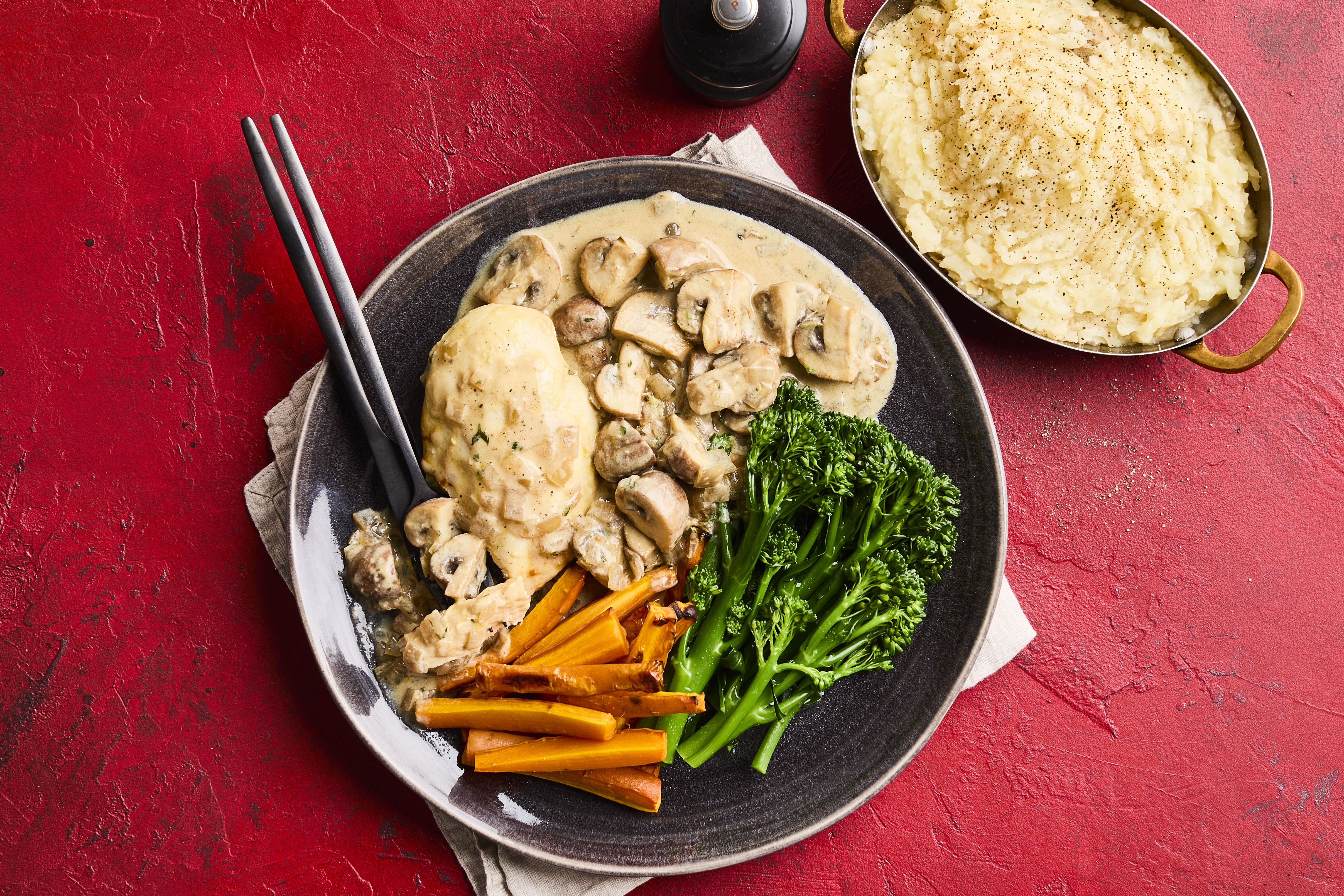 Chicken with garlic mushrooms & celeriac mash
