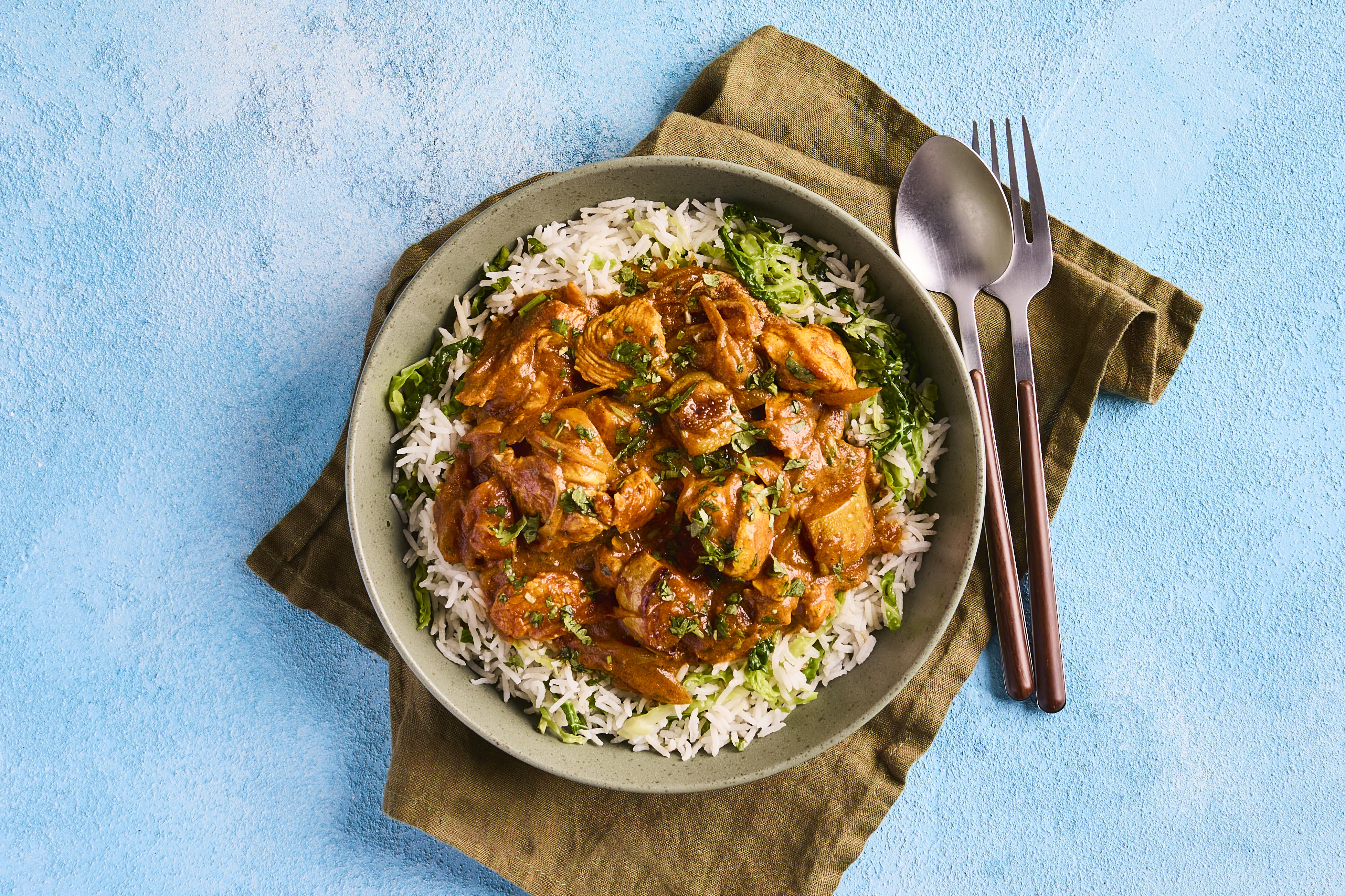Turkey & squash curry with cabbage pilaf