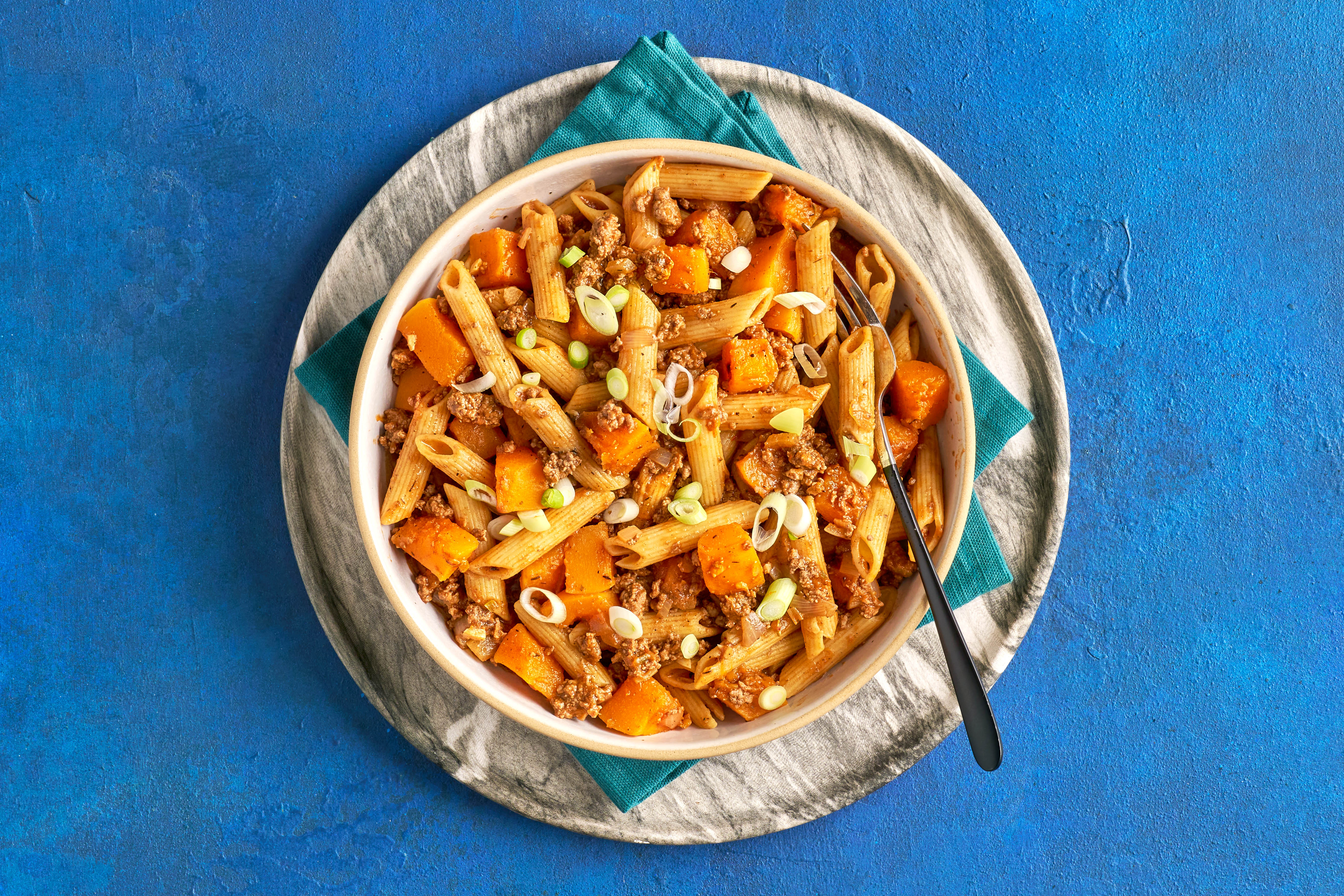 Cajun beef & butternut pasta