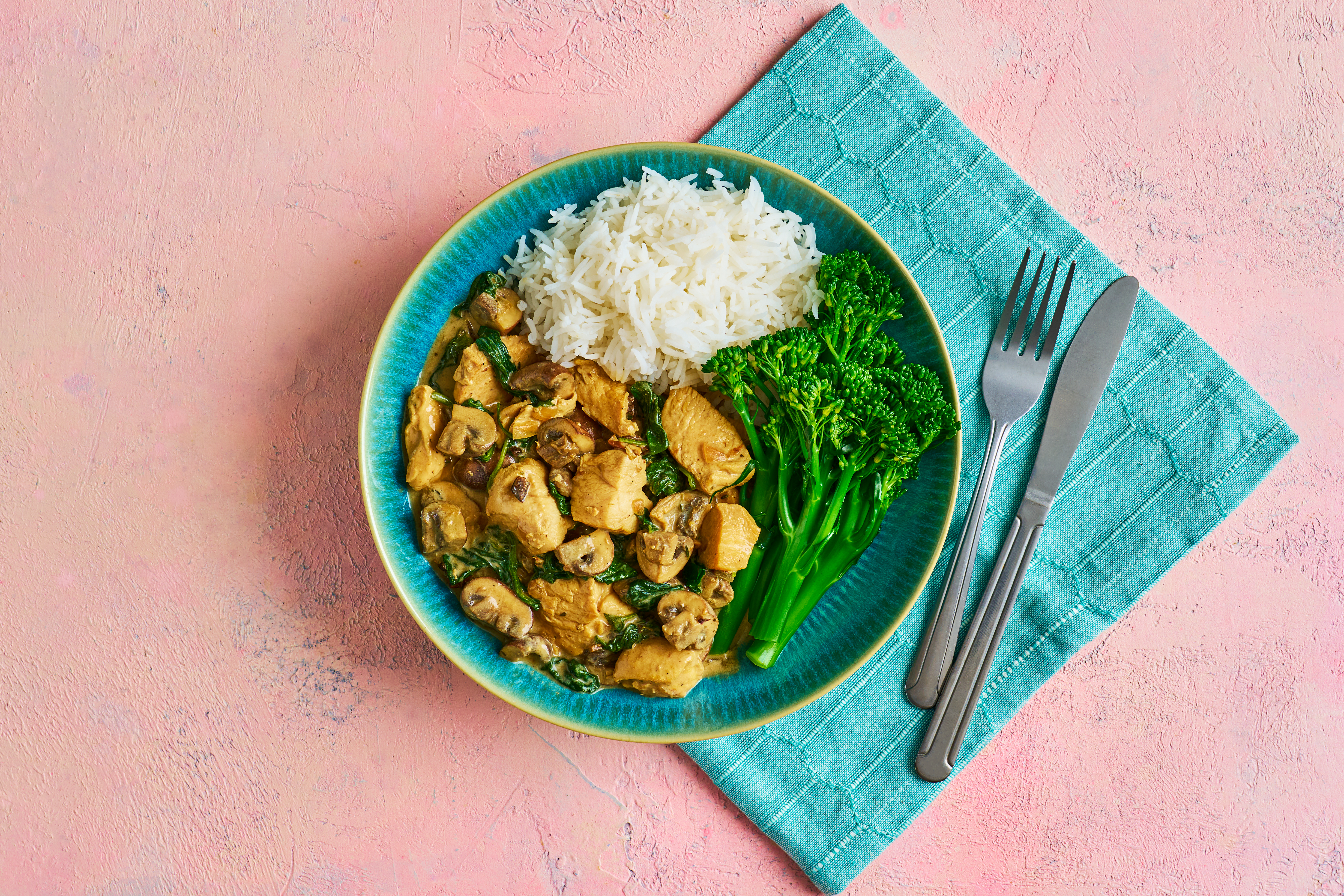 Speedy spinach & porcini chicken with rice