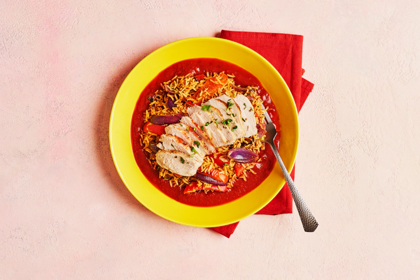 Pork, onions and peppers get a sprinkle of our Cajun spice, then a good grilling, for this seriously speedy dinner. Meanwhile chilli, garlic, Henderson’s Relish and smoky paprika add a BBQ bite to tomato sauce – just perfect when plated up with spiced rice and the goodies from the grill.