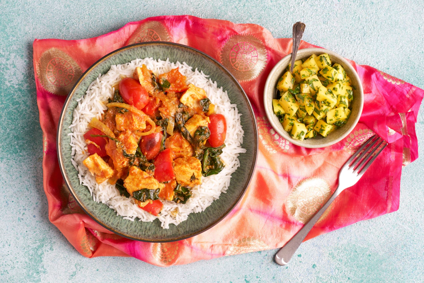 Feel the need for speed? We have just the thing! Onion, peppers, spinach and tomato are sizzled together, then lightly simmered with salmon in our special ready-made curry sauce. Add a sprinkling of mango and coriander and team with fluffy rice – just 20 minutes from fridge to fork.