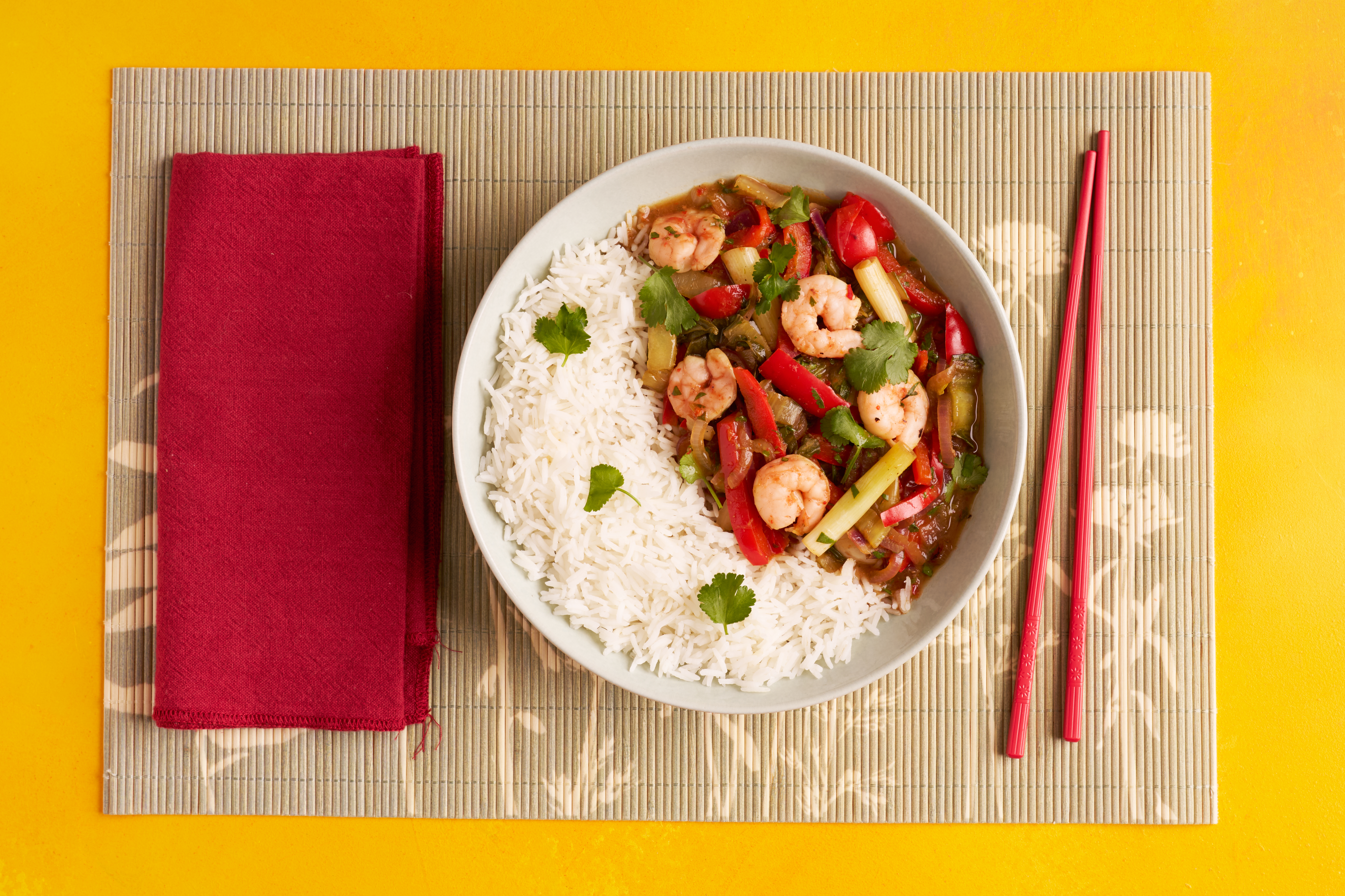 Seriously good spicy prawns with rice