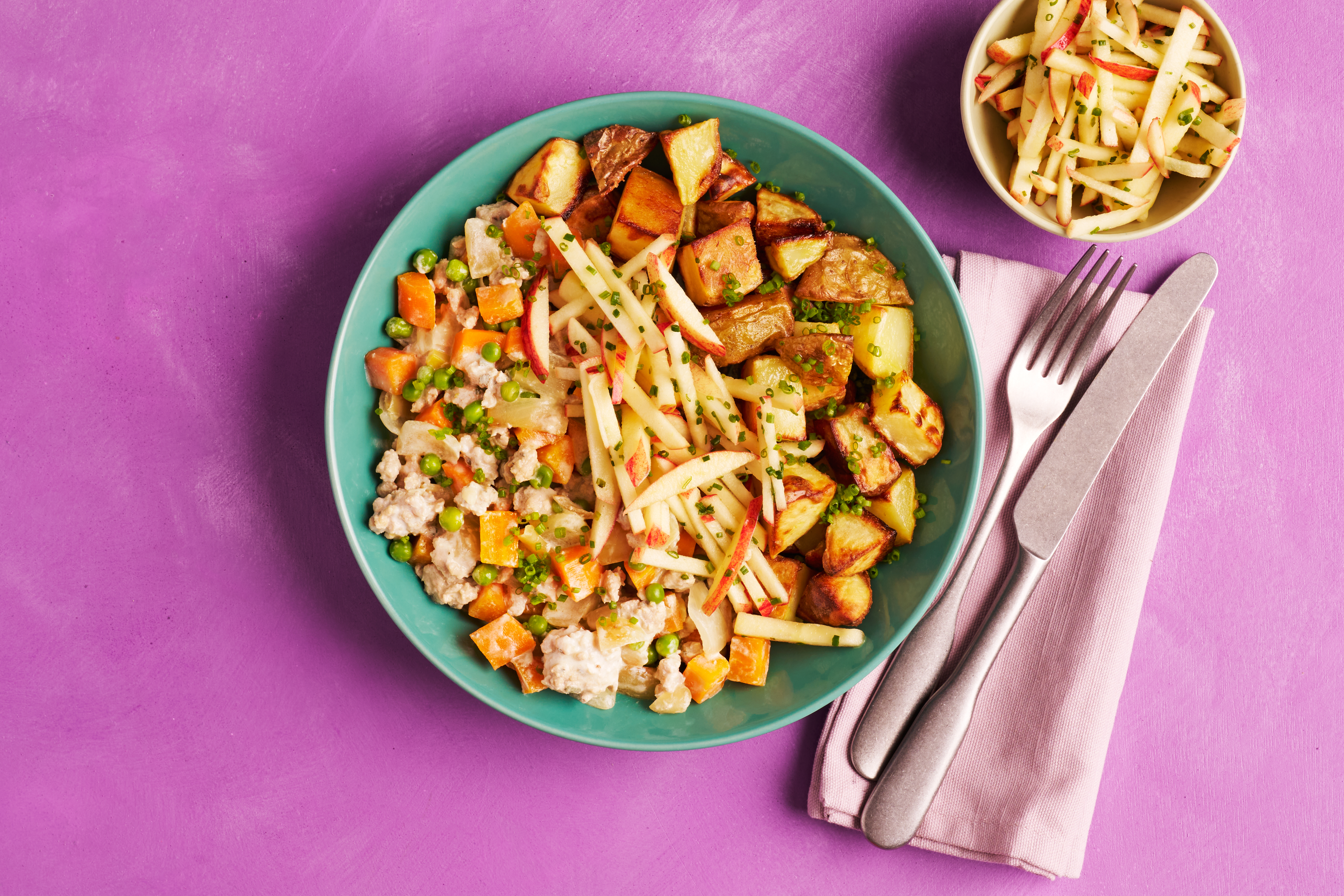 Sage & onion pork with quick apple pickle