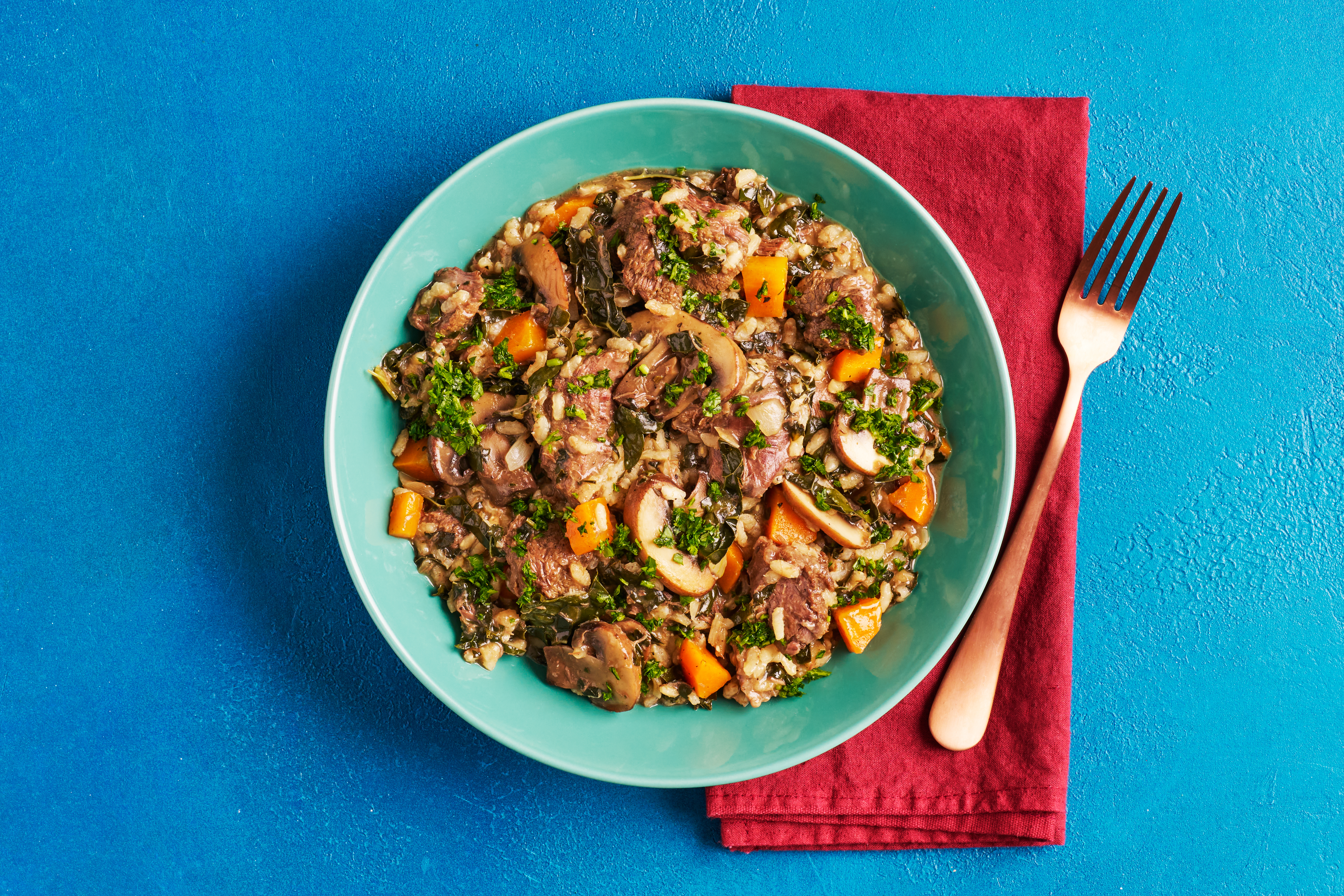 Posh one-pot venison risotto 